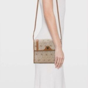 Christian Dior Honeycomb Canvas Shoulder Bag PVC Beige Gold Auth